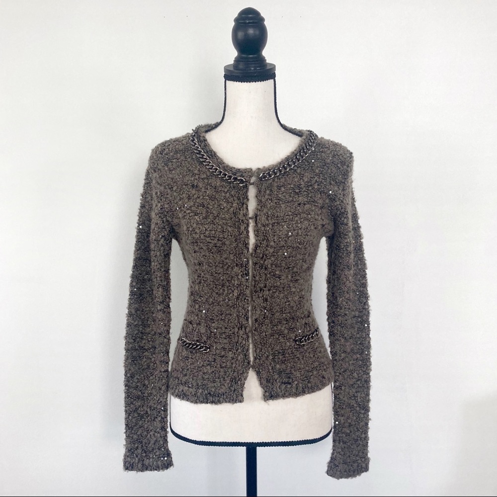 Saopaulo fitted cardigan marled brown+black chains